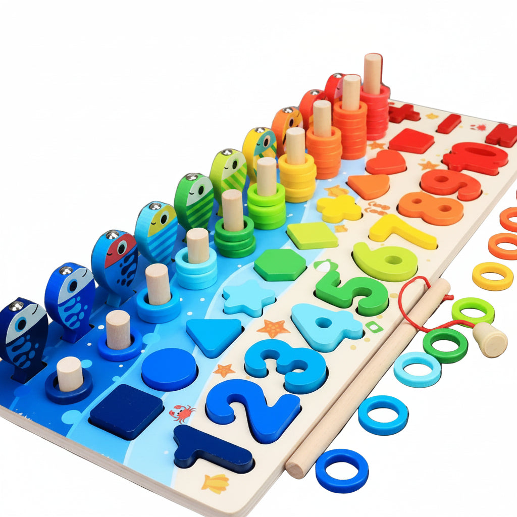Montessori Wooden Math Fishing Counting Puzzle Toy