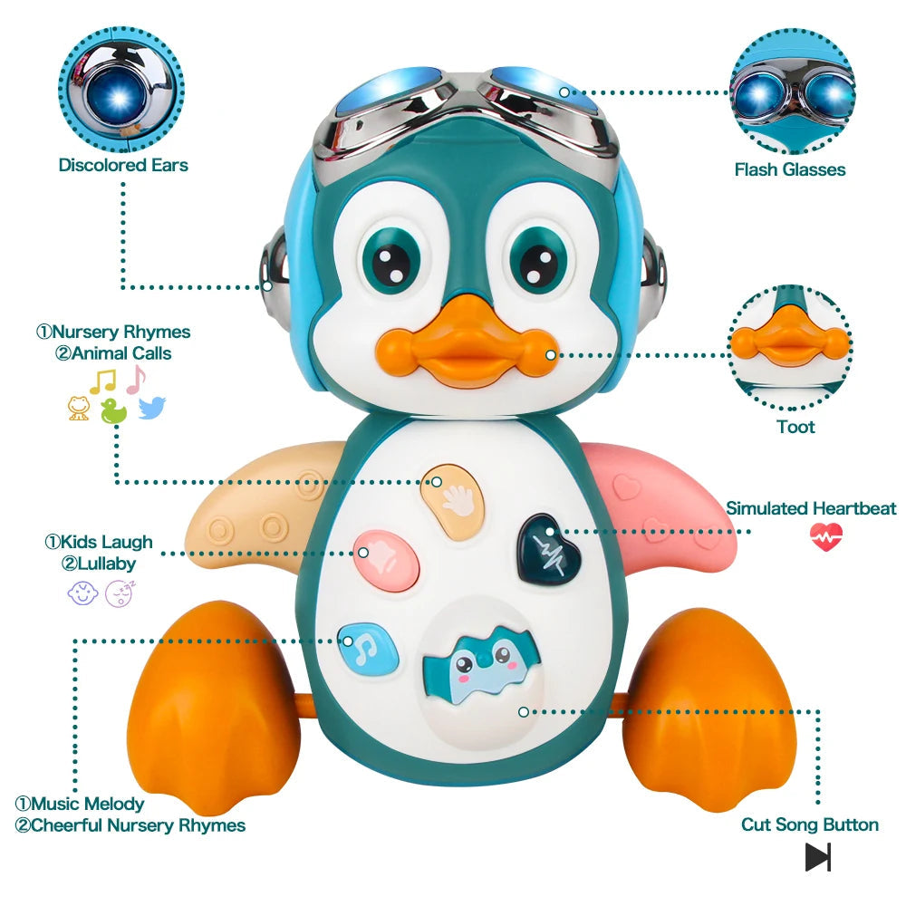 Baby Crawling Musical Penguin Walking Light Toy