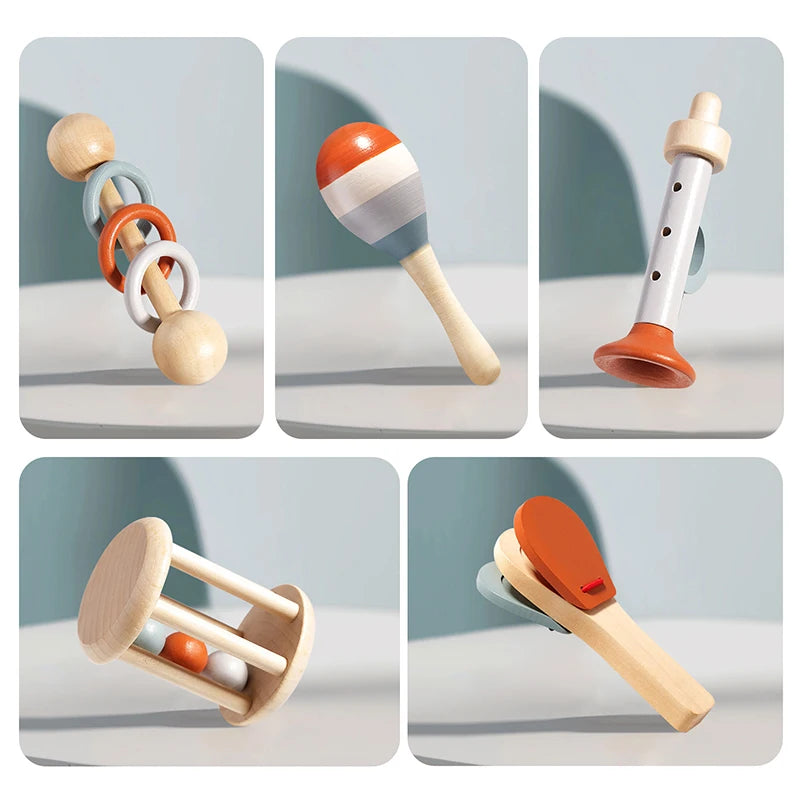 5Pcs Baby Musical Instruments Sensory Rattle Toys Early