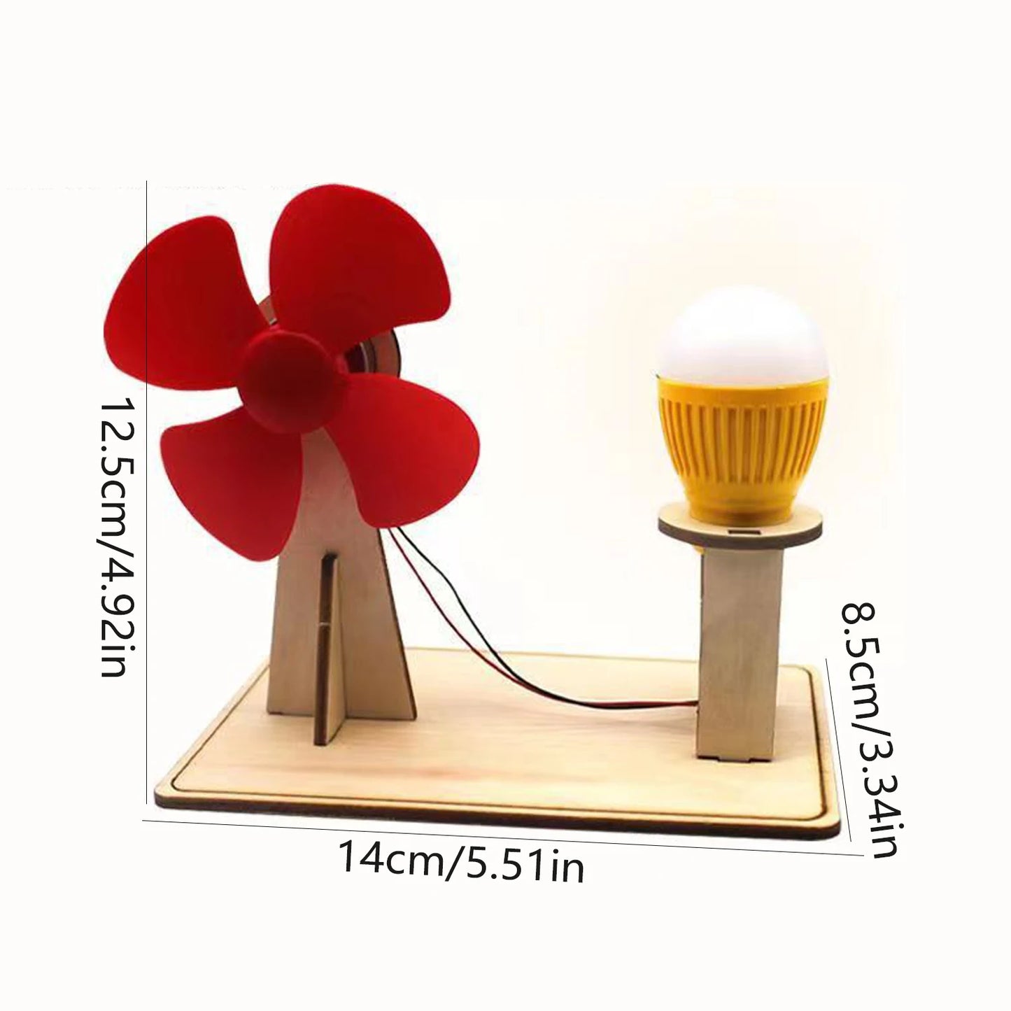 Wooden Wind Generator Model Kids Science Toy Funny Technology