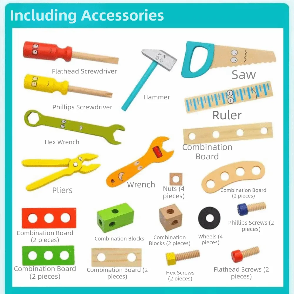 Montessori Wooden Tool Set Kids Assembly Toy