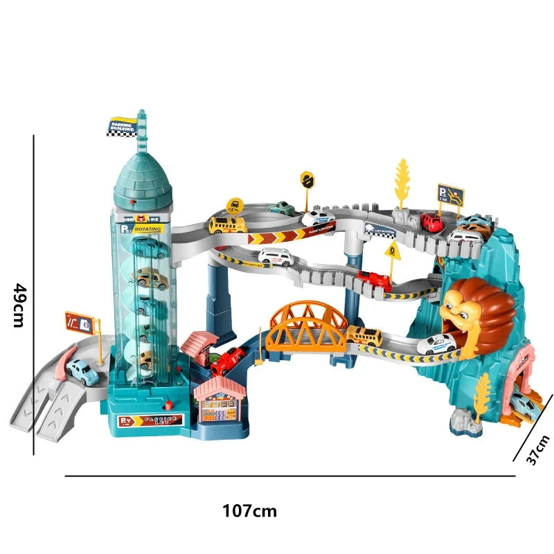 Lion Theme Car Track Racing Toy Set for Kids