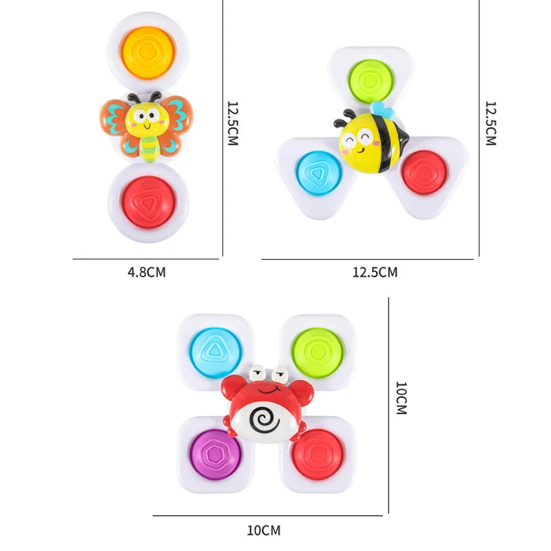 Suction Cup Spinning Top Bath Fidget Toy Set