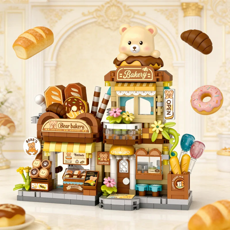 Cute Animal Street Scene Building Blocks | Mini Shop Model Set