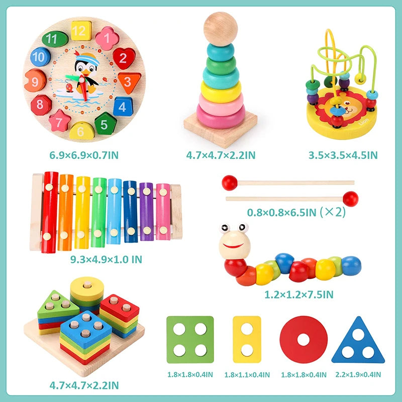 5-6pcs/set Montessori Wooden Toys for Babies Boy Girl Gift Baby