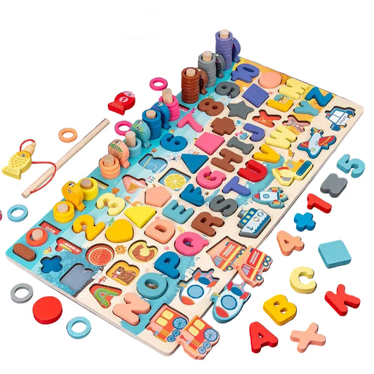 Montessori Wooden Math Fishing Counting Puzzle Toy