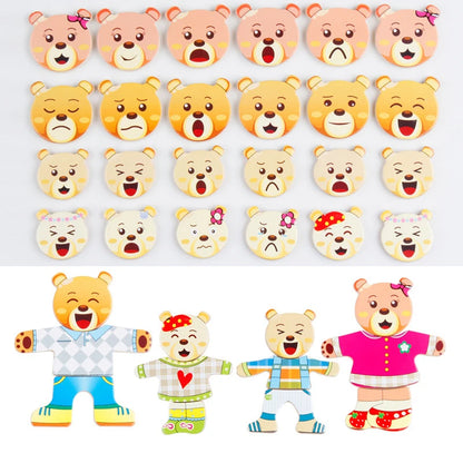 Wooden Bear Dressing Puzzle Educational Toy for Kids