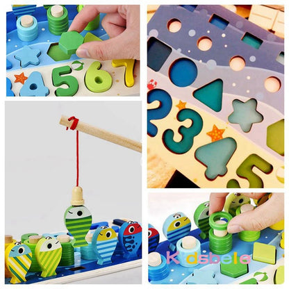 Montessori Wooden Math Fishing Counting Puzzle Toy