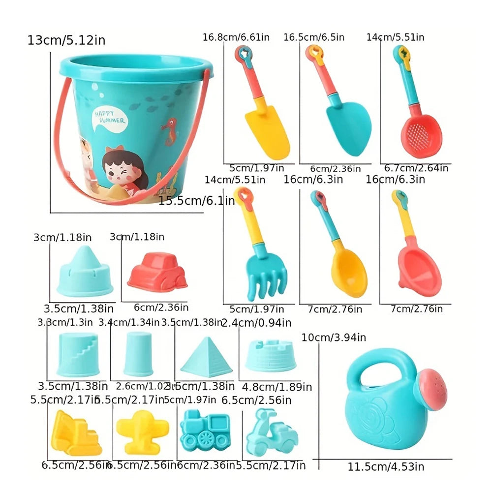 18PCS Beach Sand Toy Set, Durable Plastic, Summer Pool Beach