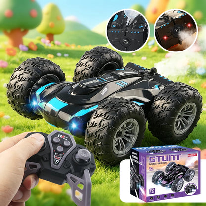 RC spray car 2.4G double-sided stunt with lights Children's toys