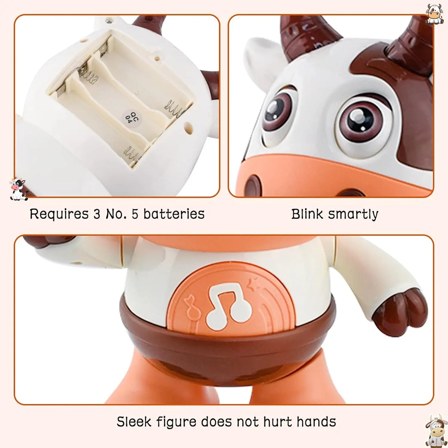 Baby Dancing Cow Musical Plush Interactive Toy