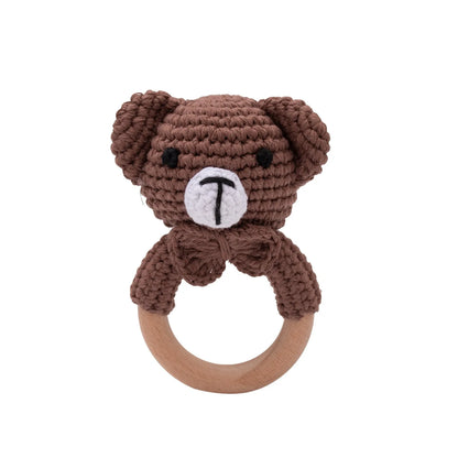 Wooden Rabbit Crochet Baby Rattle Teether Toy