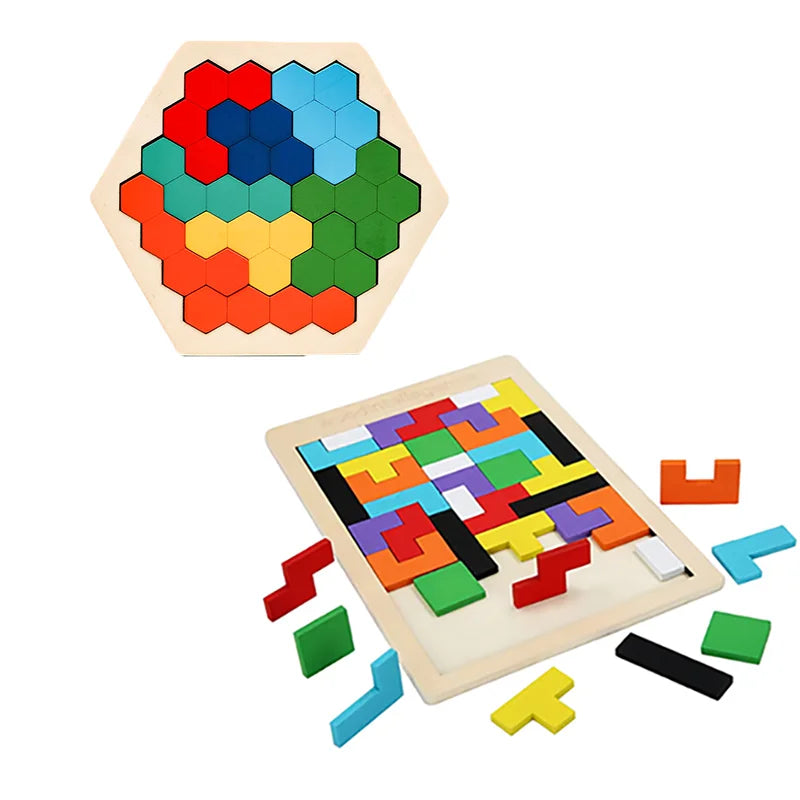 Wooden Blocks Puzzle Brain Teasers Toy Tangram