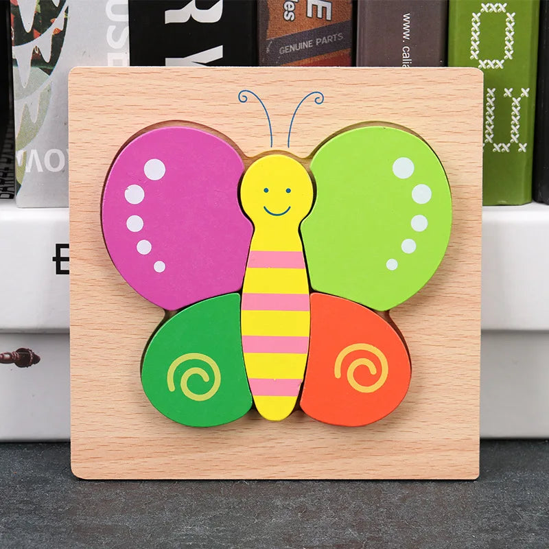 Baby High Quality 3D Wooden Puzzles Educational Cartoon