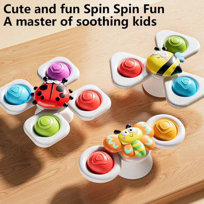 Suction Cup Spinning Top Bath Fidget Toy Set