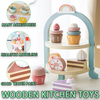 Wooden Kitchen Pretend Play Coffee Ice Cream Toy
