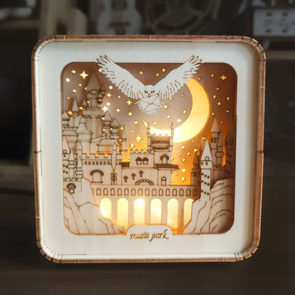 3D Wooden Puzzles Castle Model Kit Night Lights For Kids Desk