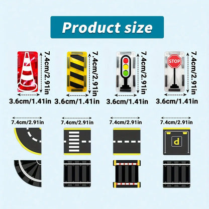 Magnetic Road Building Tiles City Track Toy