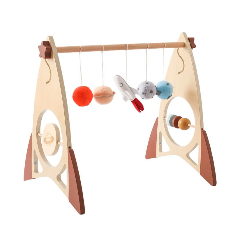 Baby Wooden Rocket Montessori Activity Gym for Newborns