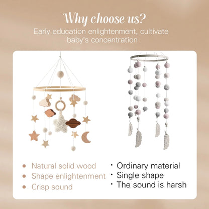Baby Wooden Crib Mobile Music Bell Hanging Toy