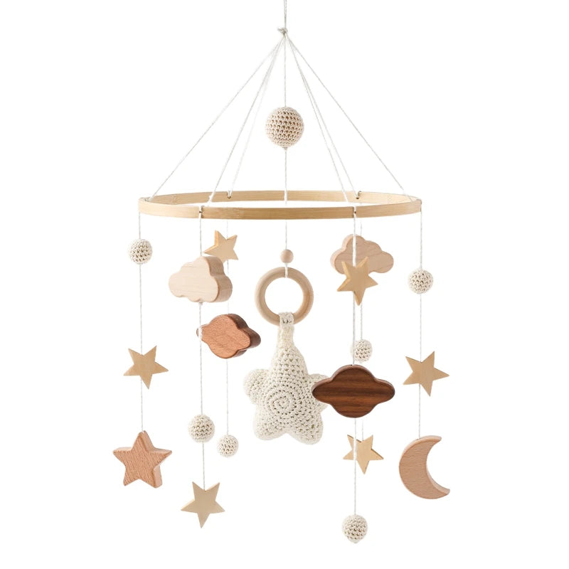 Baby Wooden Crib Mobile Music Bell Hanging Toy