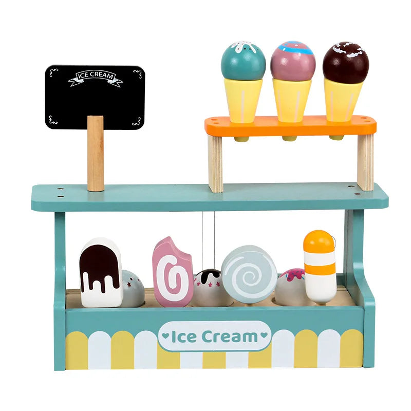 Wooden Kitchen Pretend Play Coffee Ice Cream Toy