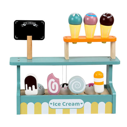 Wooden Kitchen Pretend Play Coffee Ice Cream Toy