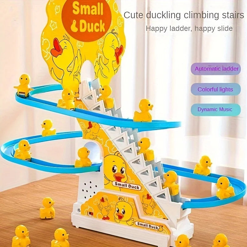 Electric Duck Climbing Stairs Toy with Music Lights
