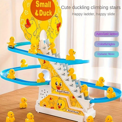 Electric Duck Climbing Stairs Toy with Music Lights