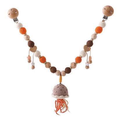 Wood Teether Crochet Baby Hanging Rattle Toy