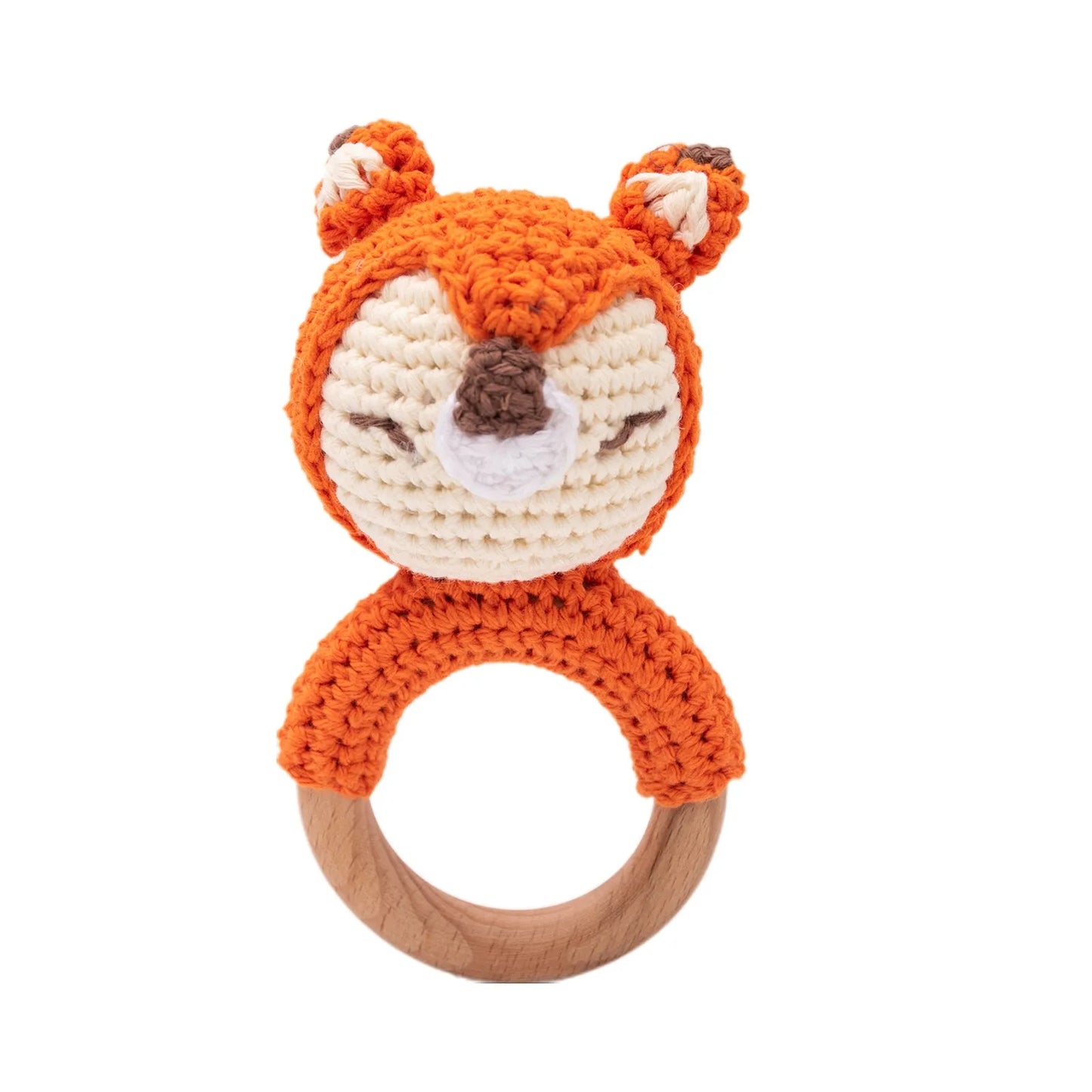 Wooden Rabbit Crochet Baby Rattle Teether Toy