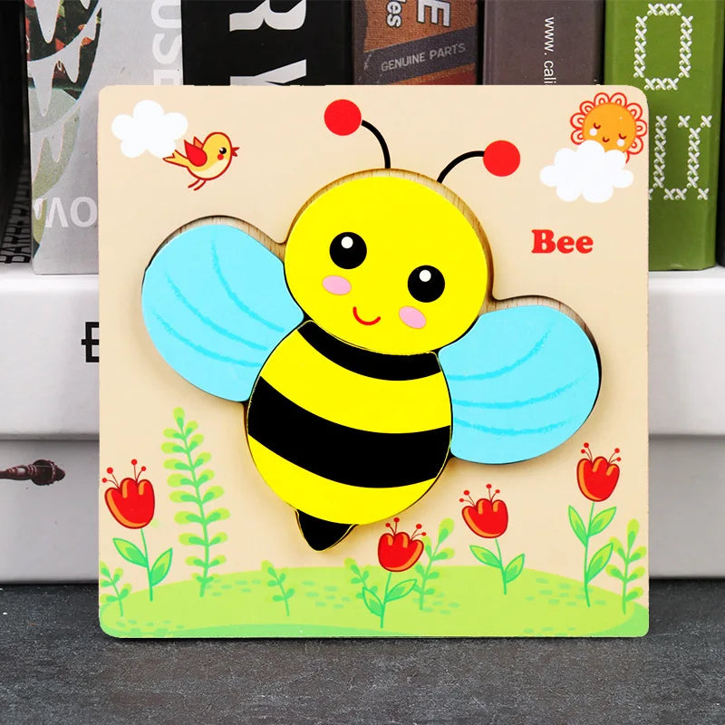 Baby High Quality 3D Wooden Puzzles Educational Cartoon