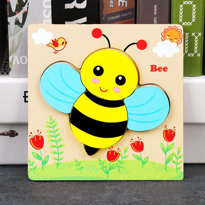 Baby High Quality 3D Wooden Puzzles Educational Cartoon