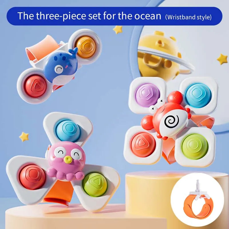 Suction Cup Spinning Top Bath Fidget Toy Set