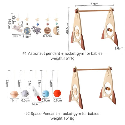 Baby Wooden Rocket Montessori Activity Gym for Newborns