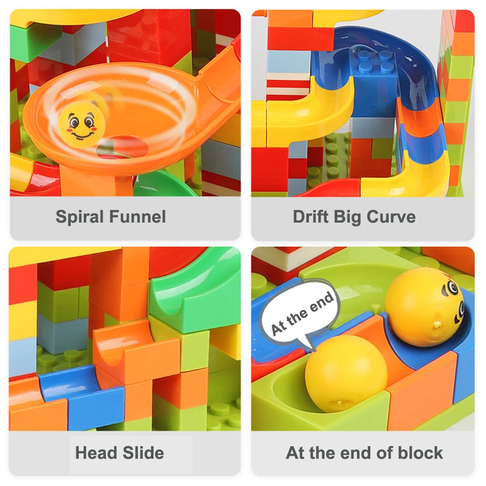 Marble Run Building Blocks Maze Track Toy Set