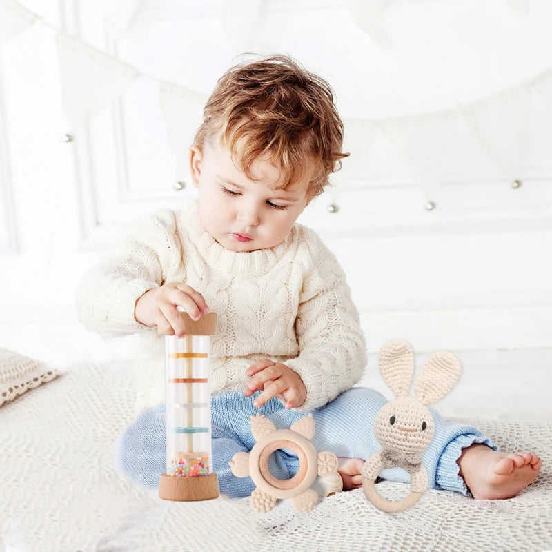 Baby Rattle Set Crochet Animal Sensory Gift Box