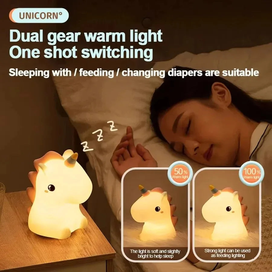 Cute Unicorn Silicone LED Night Light for Kids