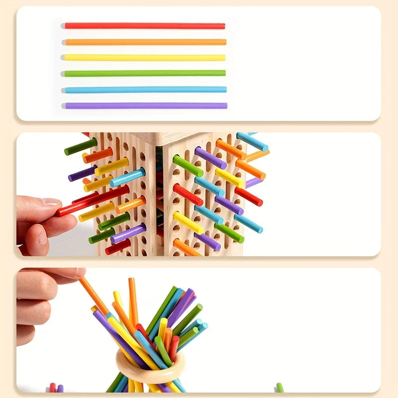 Montessori Wooden Board Game Colorful Sticks Dice Game