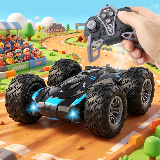RC spray car 2.4G double-sided stunt with lights Children's toys