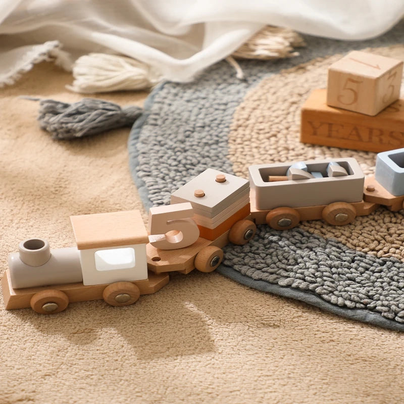 Wooden Train Birthday Toy  Montessori Toys Baby Educational