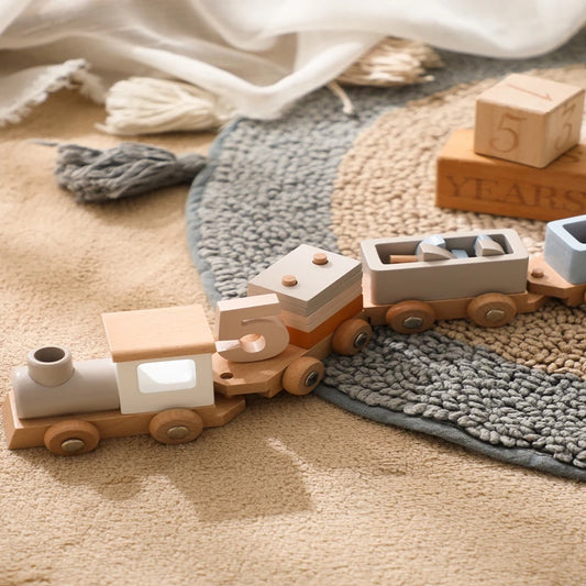 Wooden Train Birthday Toy  Montessori Toys Baby Educational