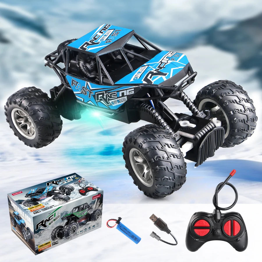 4-Way Remote Control Car with Lights, Anti-Slip Rubber Tires