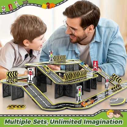 Magnetic Road Building Tiles City Track Toy