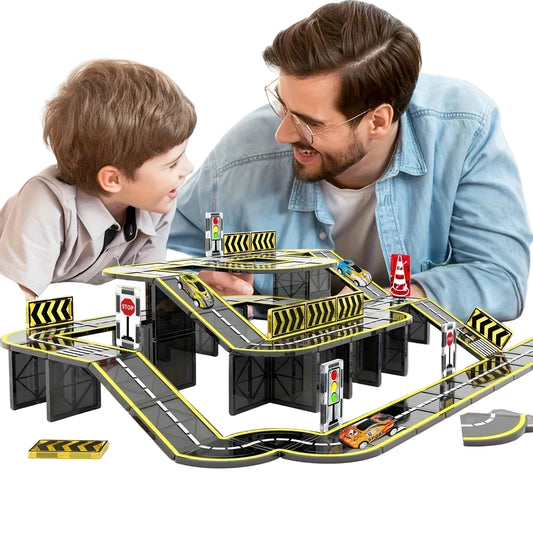 Magnetic Road Building Tiles City Track Toy