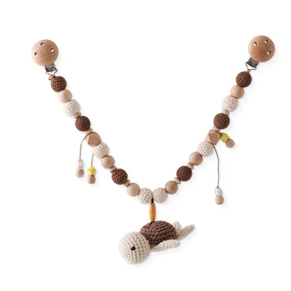 Wood Teether Crochet Baby Hanging Rattle Toy