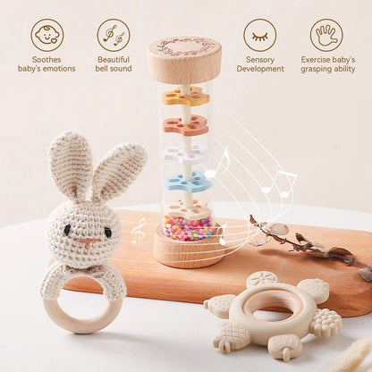 Baby Rattle Set Crochet Animal Sensory Gift Box