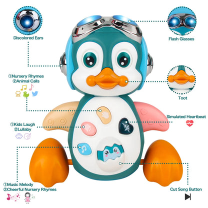 Baby Crawling Musical Penguin Walking Light Toy