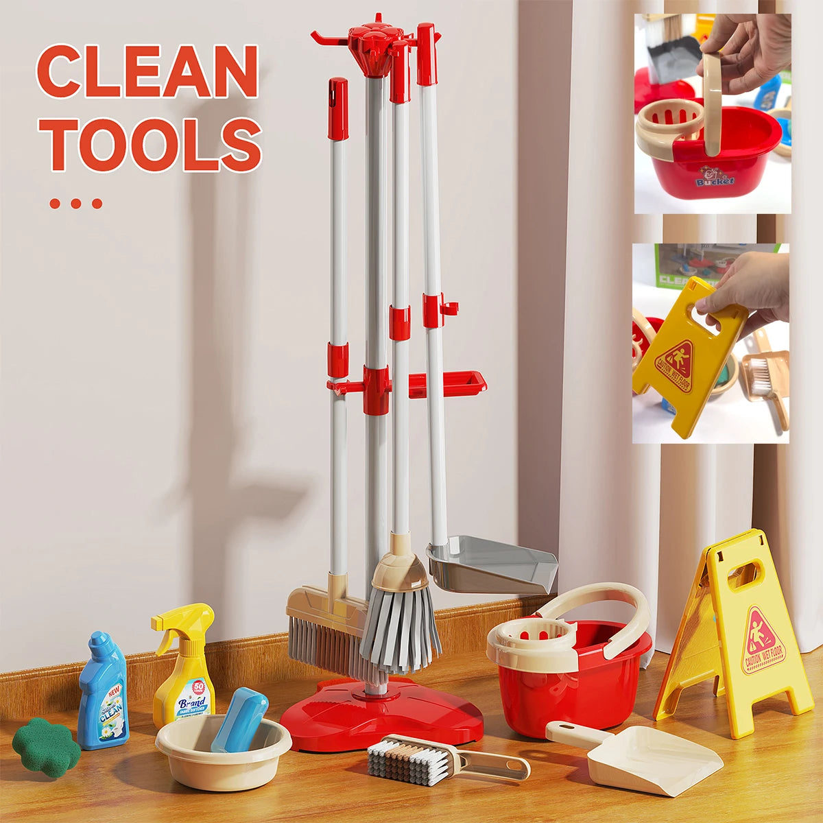 Kids Cleaning Toy Set Pretend Play Montessori Kit