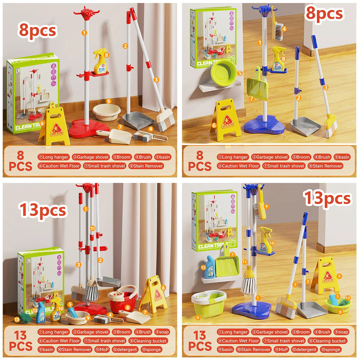 Kids Cleaning Toy Set Pretend Play Montessori Kit